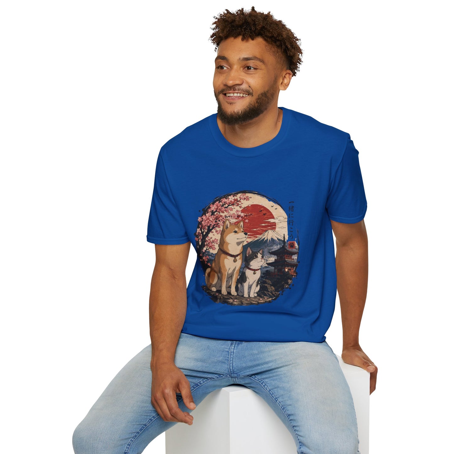 Shiba Inu & Cat Cherry Blossom T-Shirt