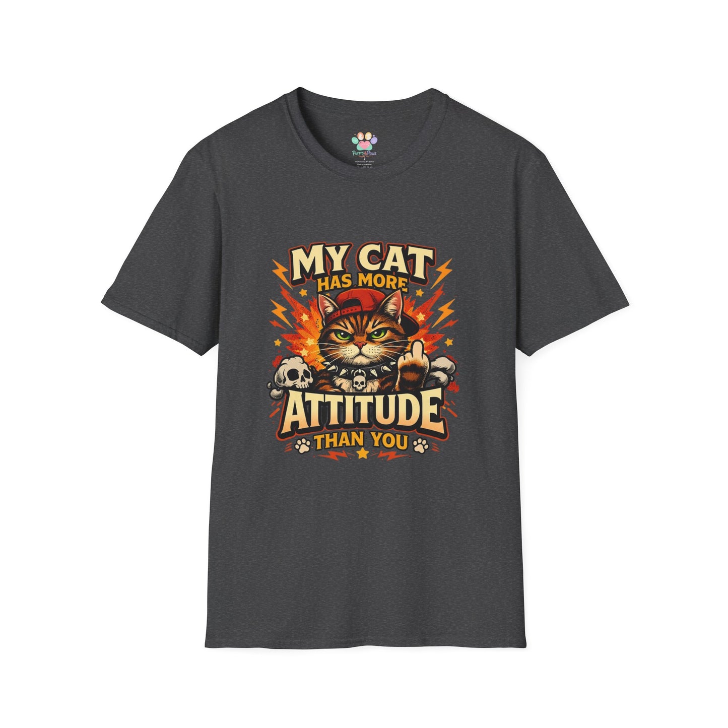 Funny cat t-shirt, sarcastic pet quote, grumpy cat design, dark heather gray