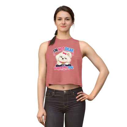 I’m Not Deaf I’m Ignoring You tank top, adorable dog with bow attitude design, heather mauve