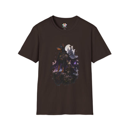 Doberman & Cat Guardian Gothic Castle T-Shirt