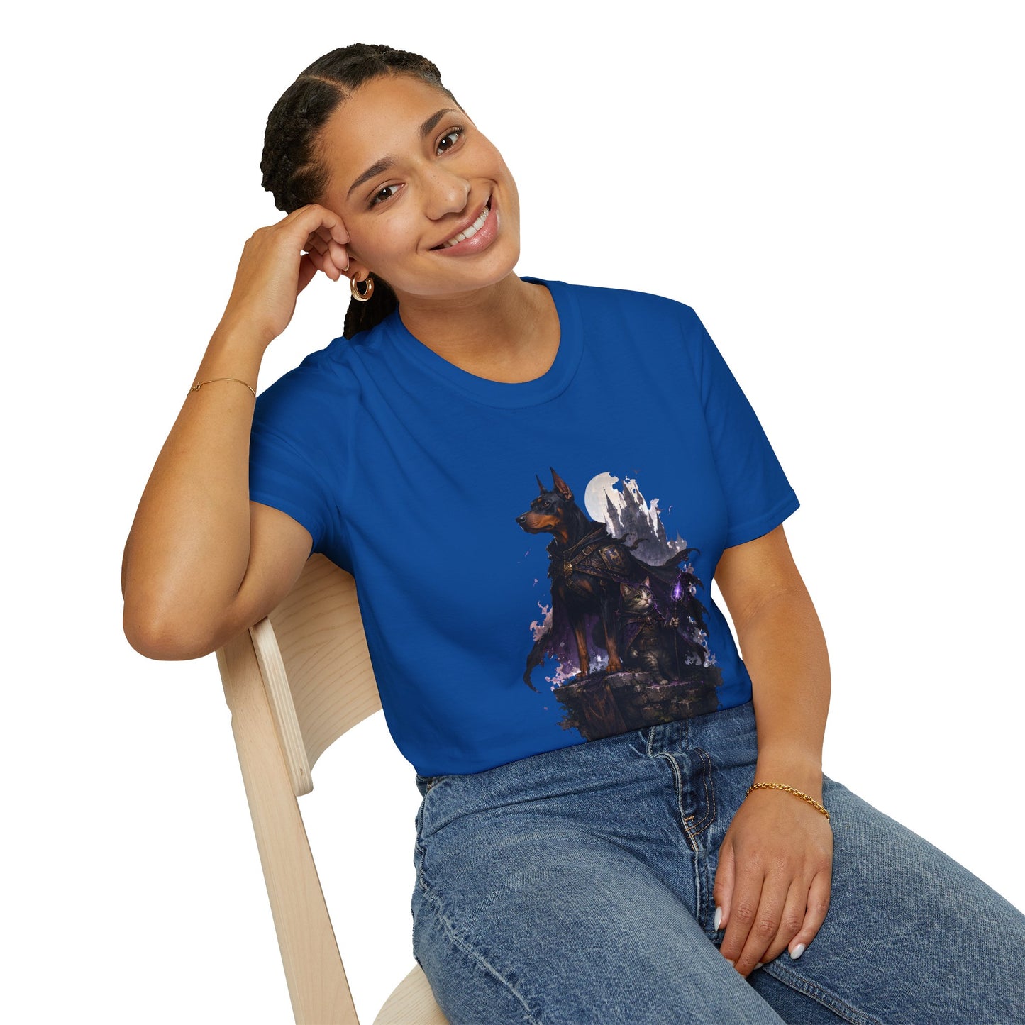 Doberman & Cat Guardian Gothic Castle T-Shirt