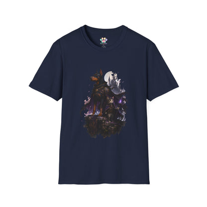 Doberman & Cat Guardian Gothic Castle T-Shirt