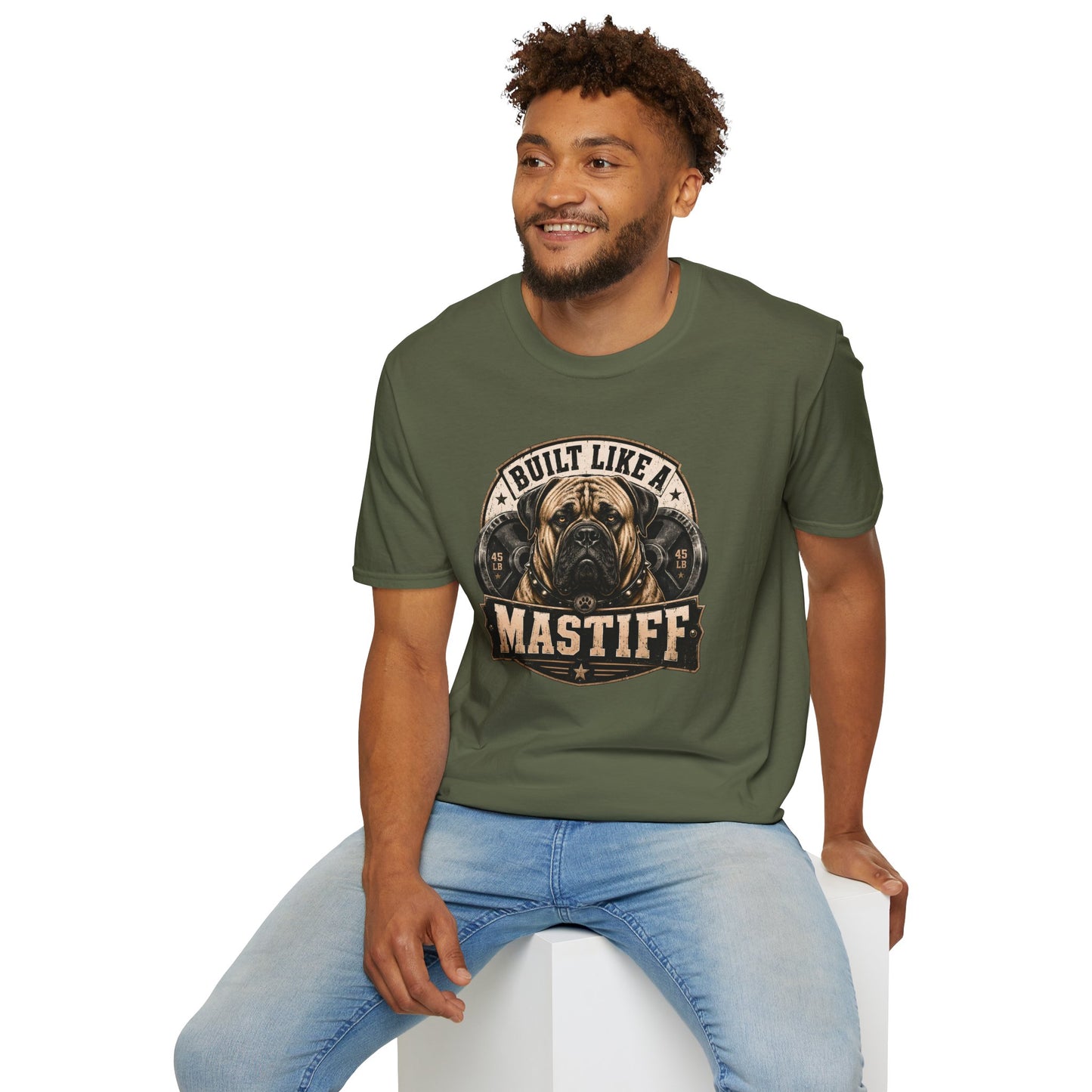 Built Like A Mastiff t-shirt, giant breed dog strength and loyalty graphic, military green