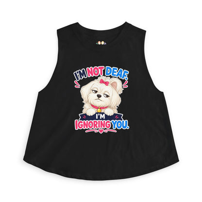 I’m Not Deaf I’m Ignoring You tank top, dog attitude graphic design, solid black blend