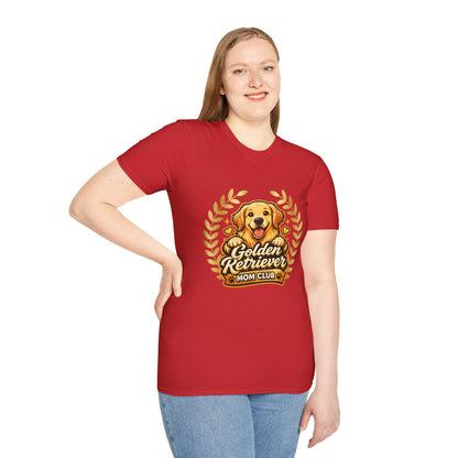 Golden Retriever Mom Club t-shirt, cute dog mom graphic, golden retriever design, red