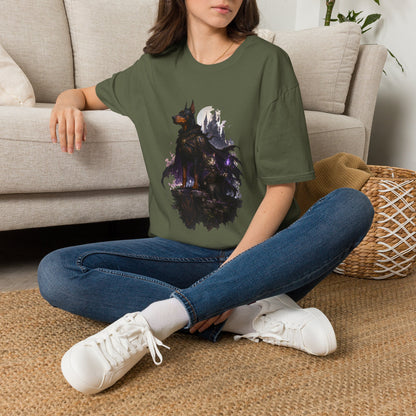 Doberman & Cat Guardian Gothic Castle T-Shirt