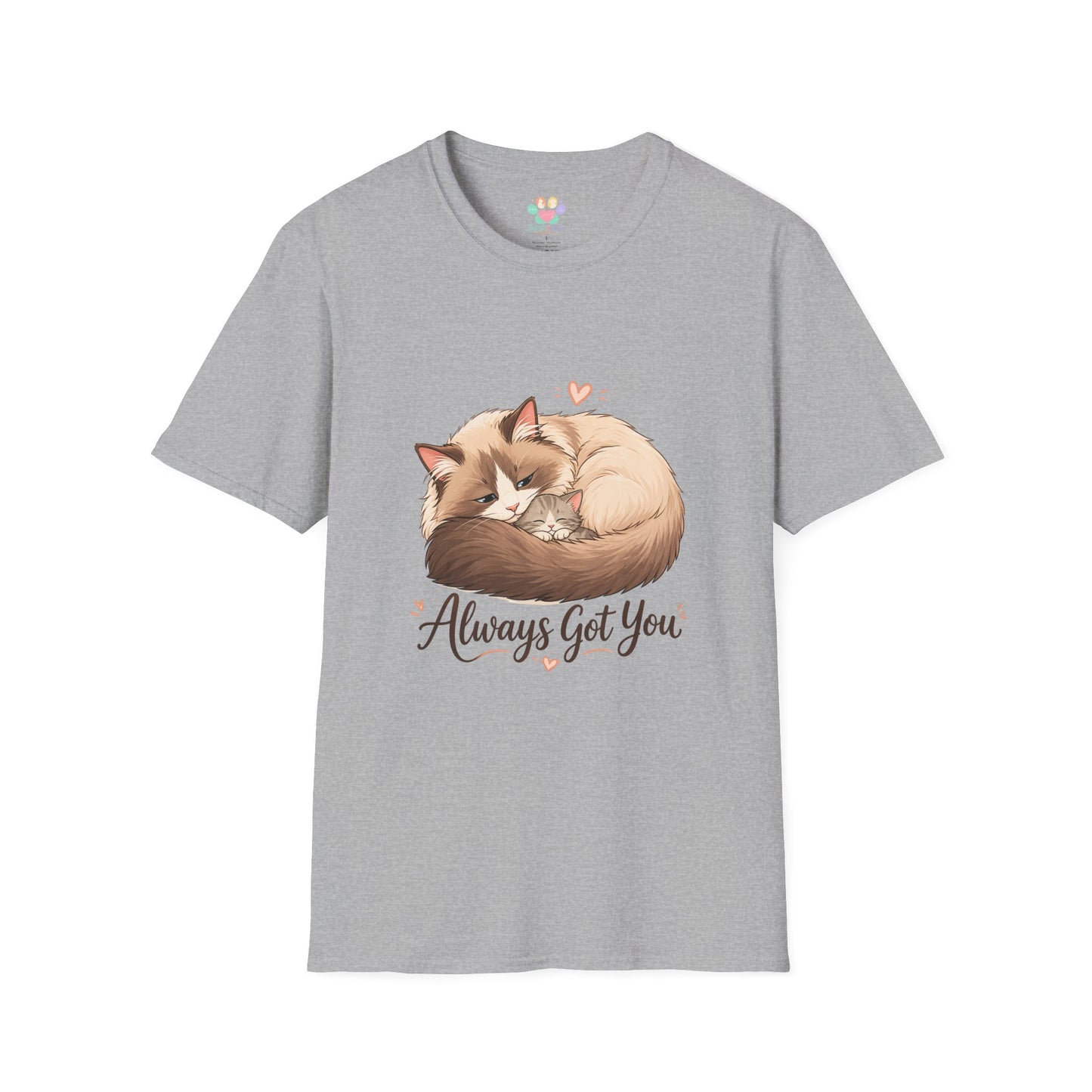 Always Got You t-shirt, cozy cat and kitten cuddle design, sport gray