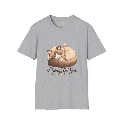 Always Got You t-shirt, cozy cat and kitten cuddle design, sport gray