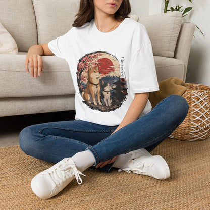 Shiba Inu & Cat Cherry Blossom T-Shirt
