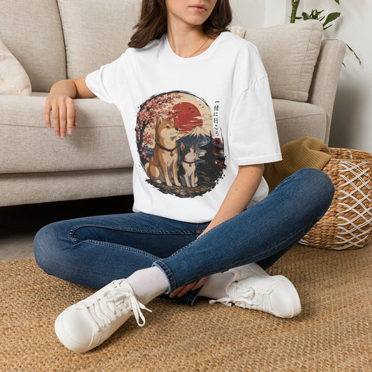Shiba Inu & Cat Cherry Blossom T-Shirt