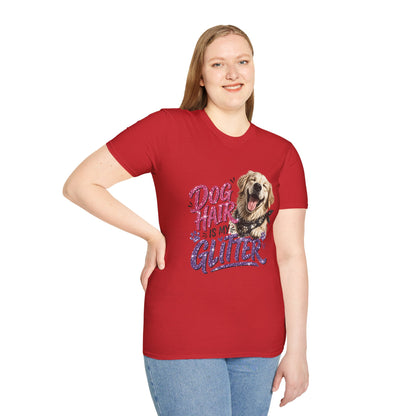 Dog Hair Is My Glitter t-shirt, cute dog lover graphic with glitter typography, red