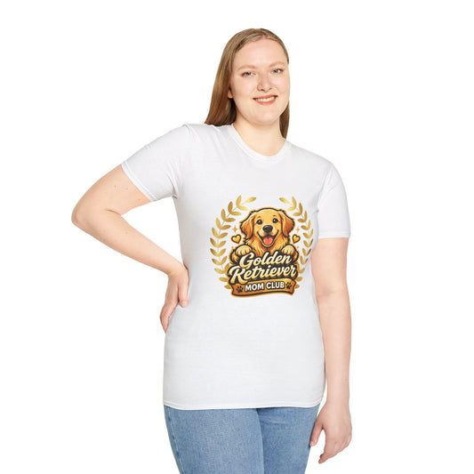 Golden Retriever Mom Club t-shirt, cute golden retriever graphic, dog mom shirt, white