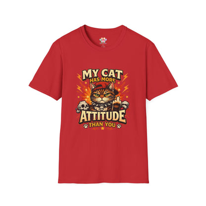 Funny sarcastic cat shirt, attitude quote, grumpy cat illustration, red