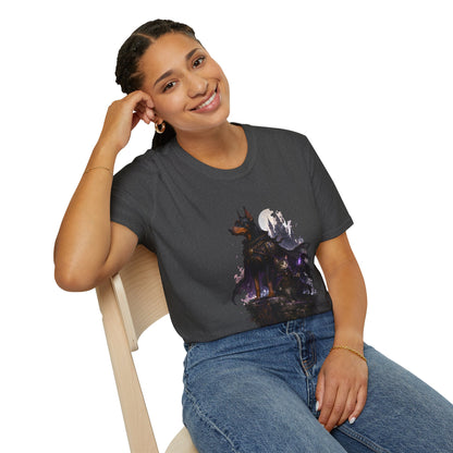 Doberman & Cat Guardian Gothic Castle T-Shirt