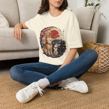 Shiba Inu & Cat Cherry Blossom T-Shirt