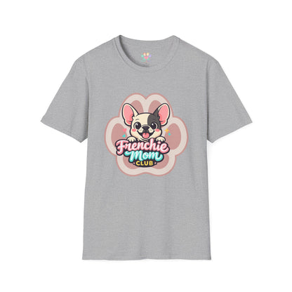 Frenchie mom club t-shirt, cute bulldog illustration, dog lover graphic tee, sport gray