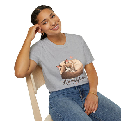 Always Got You t-shirt, cozy cat and kitten cuddle design, sport gray