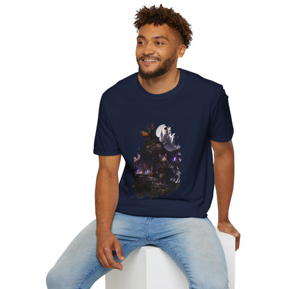 Doberman & Cat Guardian Gothic Castle T-Shirt