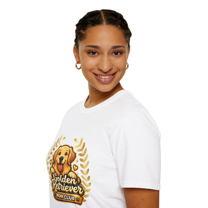 Golden Retriever Mom Club t-shirt, cute golden retriever graphic, dog mom shirt, white