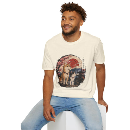 Shiba Inu & Cat Cherry Blossom T-Shirt
