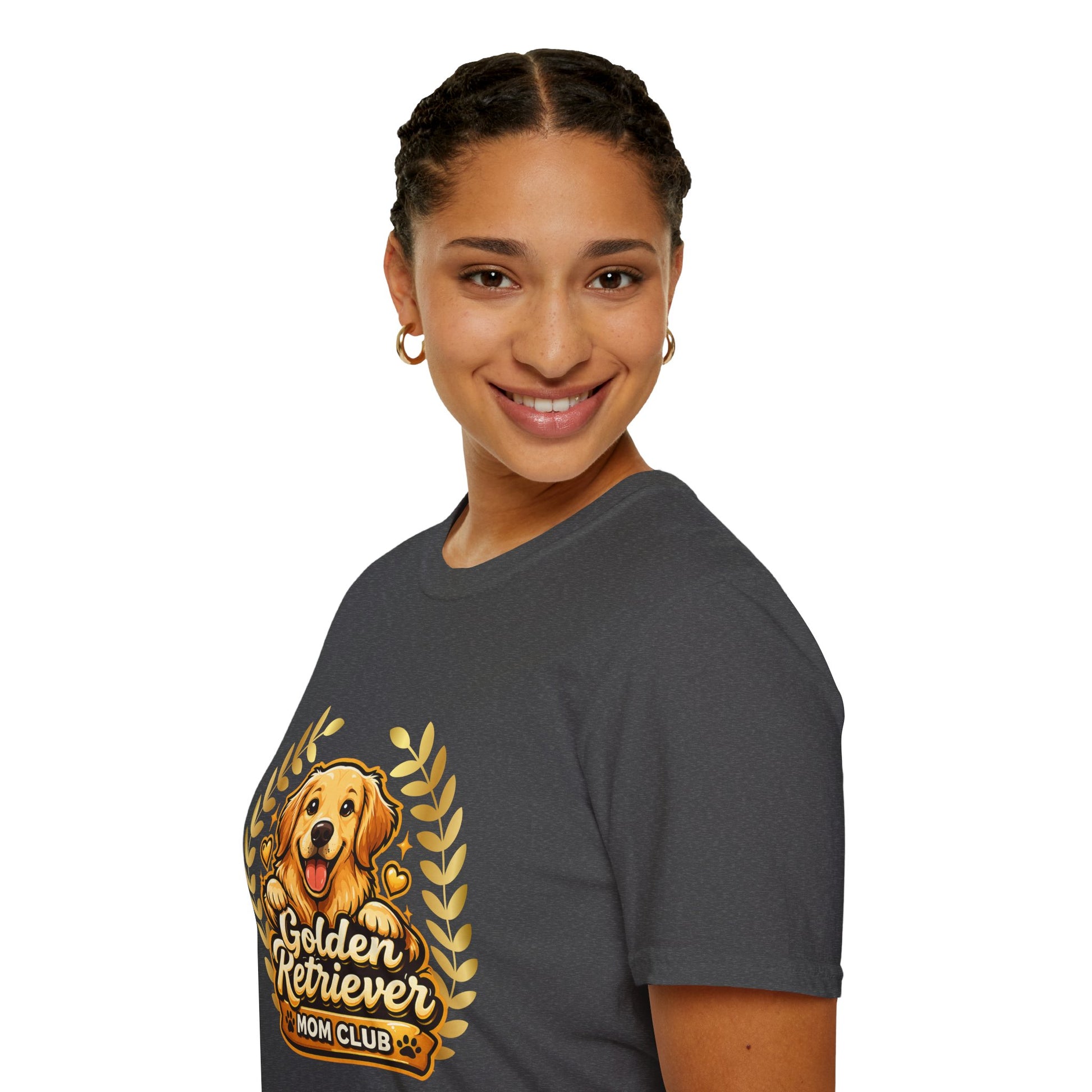 Golden Retriever Mom Club t-shirt, cute golden retriever illustration, dark heather gray