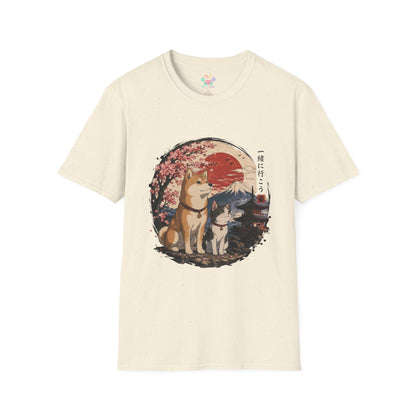 Shiba Inu & Cat Cherry Blossom T-Shirt