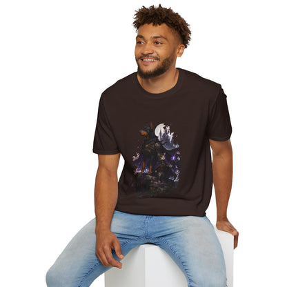 Doberman & Cat Guardian Gothic Castle T-Shirt