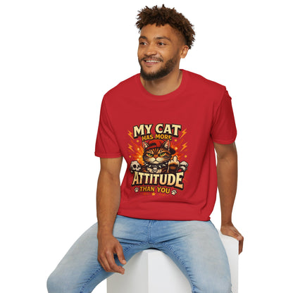 Funny sarcastic cat shirt, attitude quote, grumpy cat illustration, red