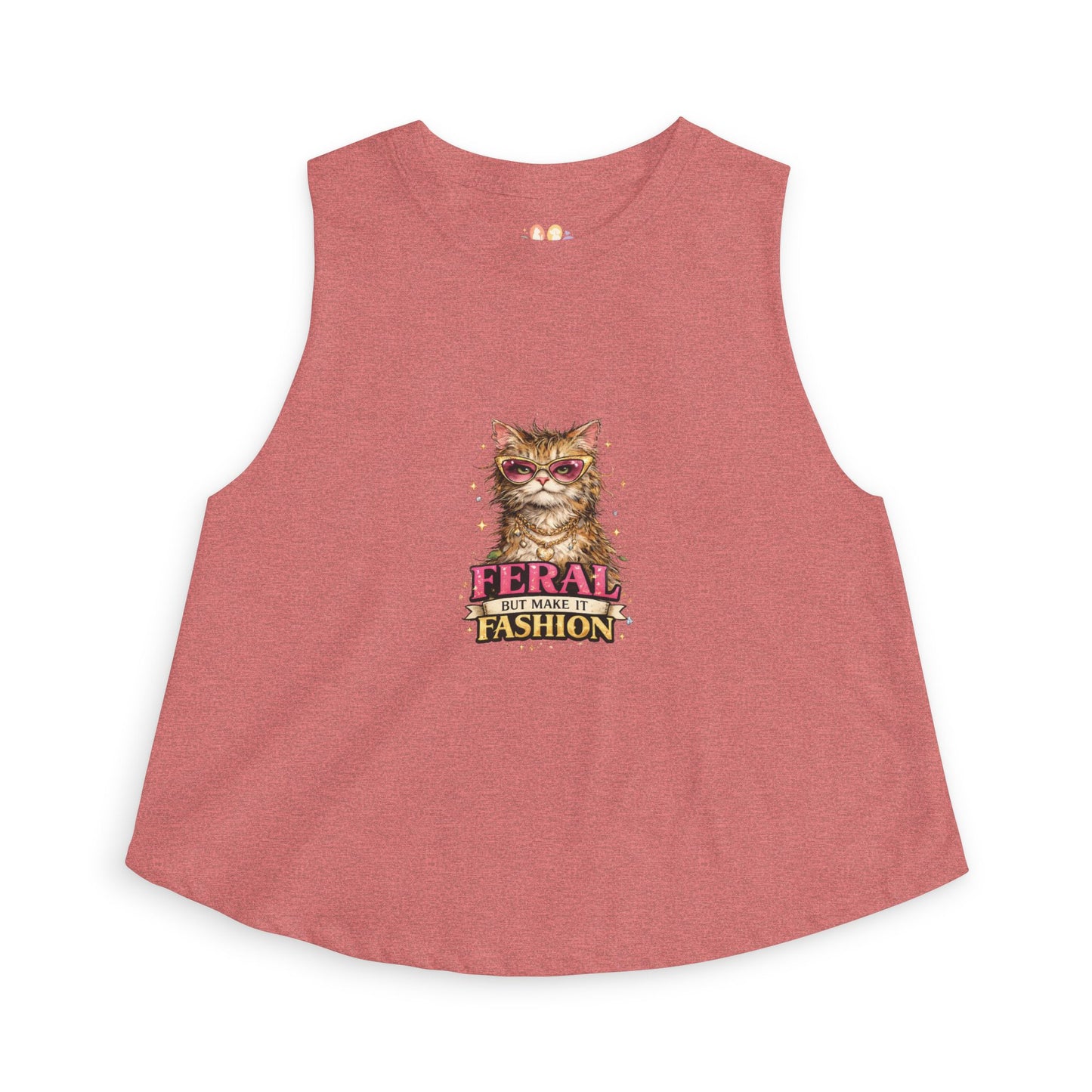 Feral But Make It Fashion tank top, trendy cat fashion graphic design, heather mauve