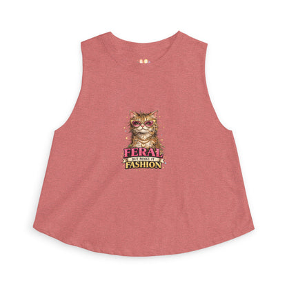 Feral But Make It Fashion tank top, trendy cat fashion graphic design, heather mauve