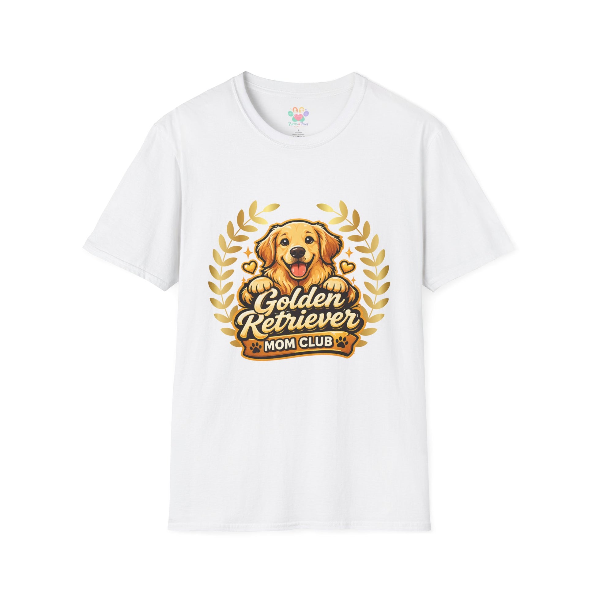 Golden Retriever Mom Club t-shirt, cute golden retriever graphic, dog mom shirt, white