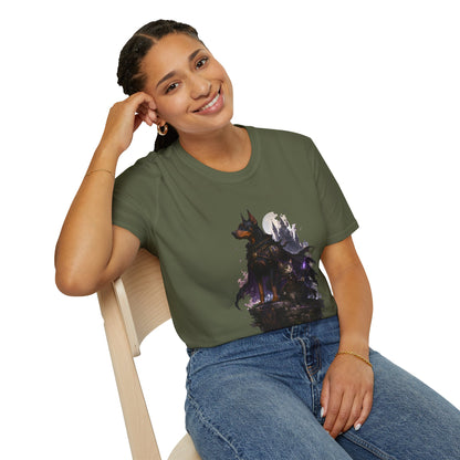 Doberman & Cat Guardian Gothic Castle T-Shirt