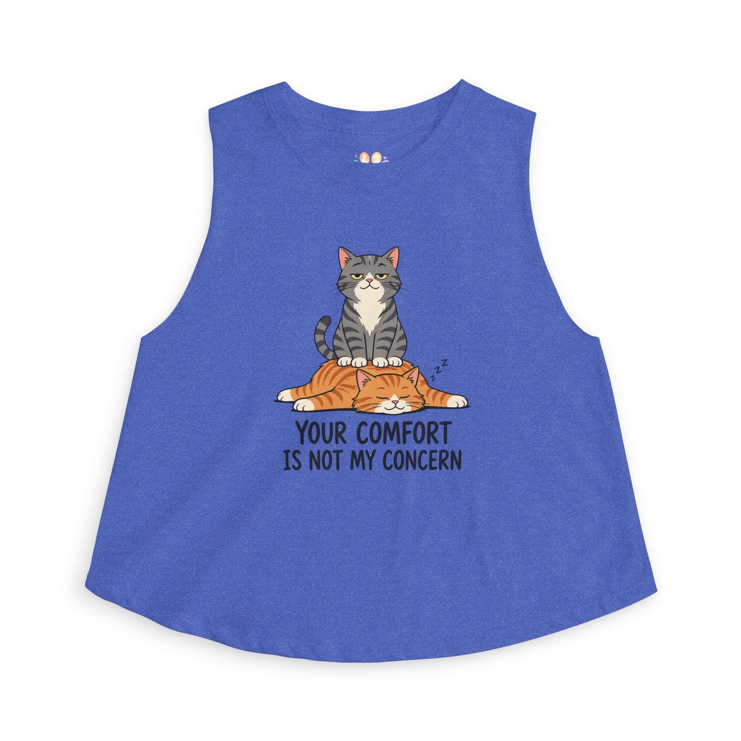 Your Comfort Is Not My Concern tank top, sassy cat sitting pose illustration, true royal