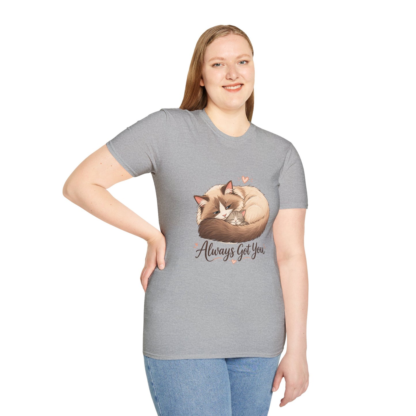 Always Got You t-shirt, cozy cat and kitten cuddle design, sport gray