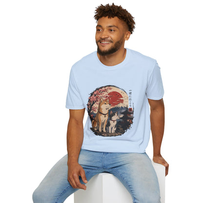 Shiba Inu & Cat Cherry Blossom T-Shirt