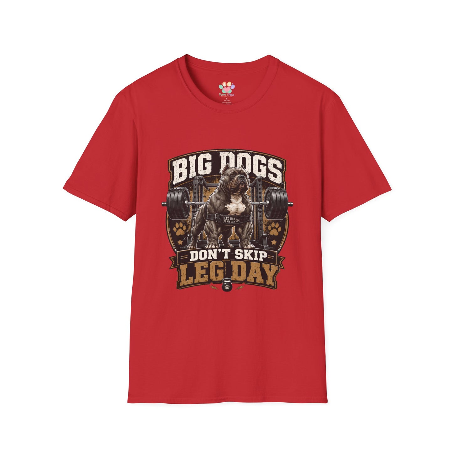 Big Dogs Don’t Skip Leg Day t-shirt, dog gym enthusiast graphic, red