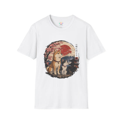 Shiba Inu & Cat Cherry Blossom T-Shirt