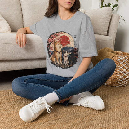 Shiba Inu & Cat Cherry Blossom T-Shirt