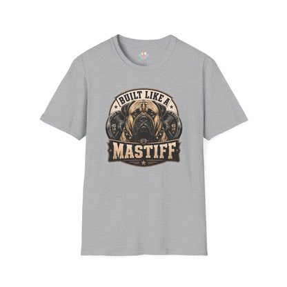 Built Like A Mastiff t-shirt, strong Mastiff fitness inspired graphic design, sport grey