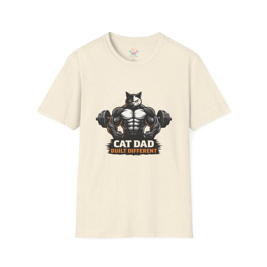 Cat Dad Gym T-Shirt — Muscular Cat Weightlifting Graphic Tee