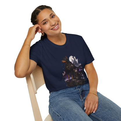 Doberman & Cat Guardian Gothic Castle T-Shirt