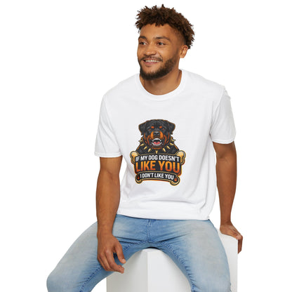 If My Dog Doesn’t Like You t-shirt, Rottweiler graphic, funny dog lover quote shirt, white