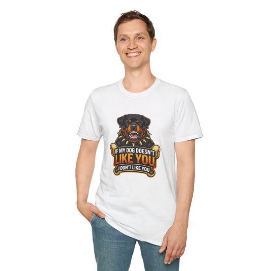 If My Dog Doesn’t Like You t-shirt, Rottweiler graphic, funny dog lover quote shirt, white