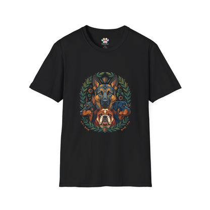 German Shepherd Doberman Rottweiler Bulldog graphic, dog lover multi breed design, black