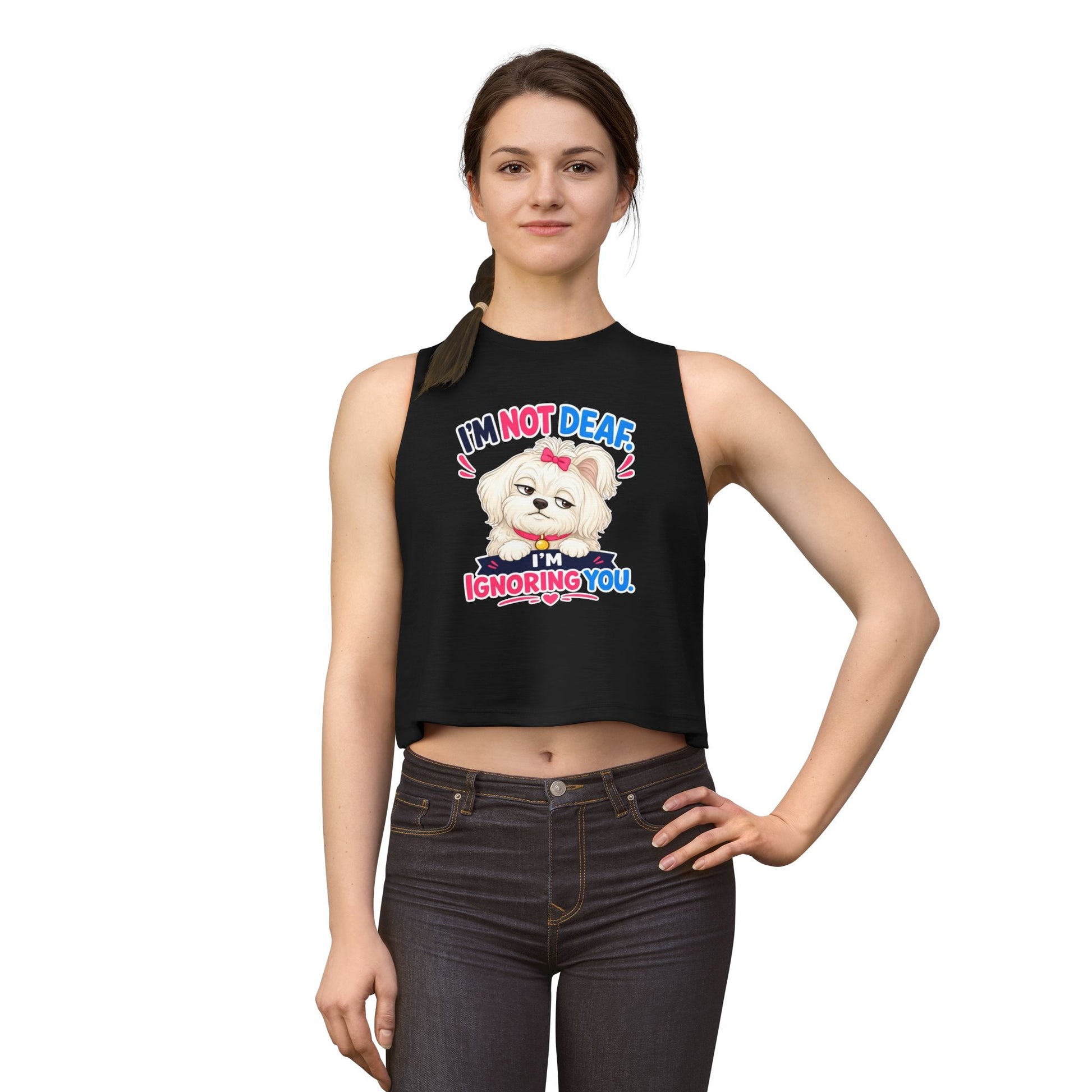 I’m Not Deaf I’m Ignoring You tank top, dog attitude graphic design, solid black blend