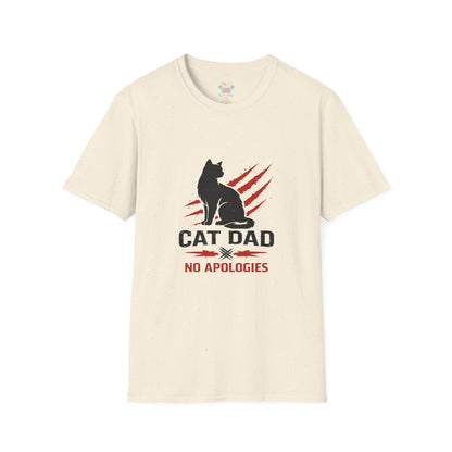 Cat Dad No Apologies t-shirt, cat lover graphic design with black cat and claw marks, natural