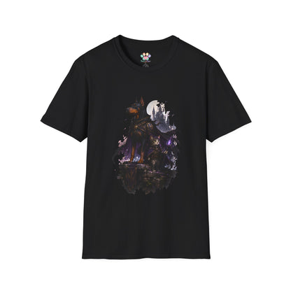 Doberman & Cat Guardian Gothic Castle T-Shirt