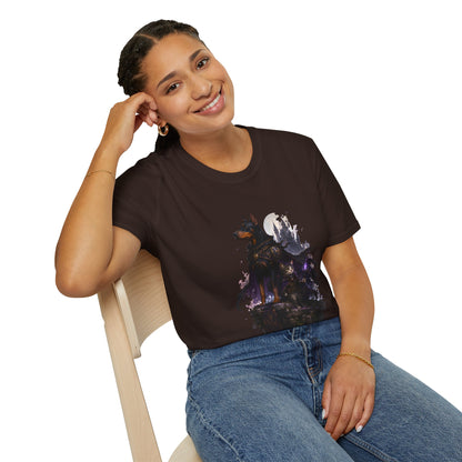 Doberman & Cat Guardian Gothic Castle T-Shirt