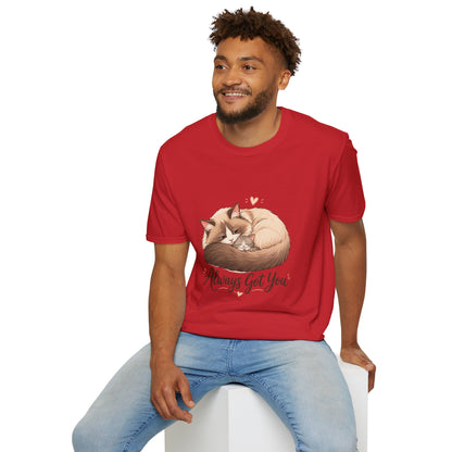 Always Got You t-shirt, cat with kitten graphic design, red