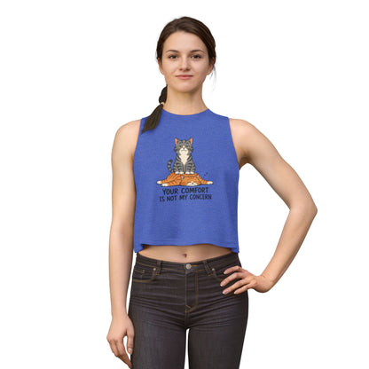 Your Comfort Is Not My Concern tank top, sassy cat sitting pose illustration, true royal
